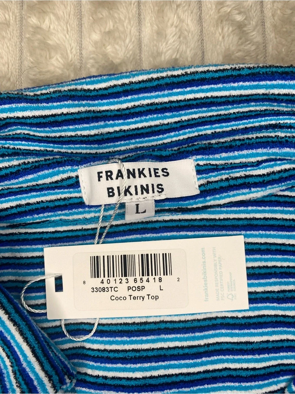 Frankies Bikinis Coco Terry Top Swim Cover L